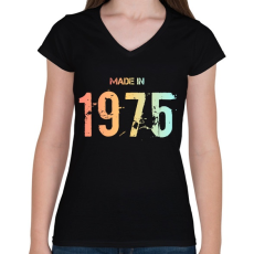 PRINTFASHION 1975 - Női V-nyakú póló - Fekete