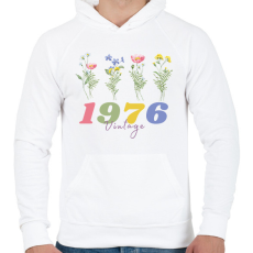 PRINTFASHION 1976 vadvirág - Férfi kapucnis pulóver - Fehér