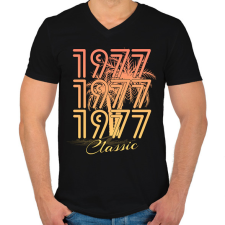 PRINTFASHION 1977 - Férfi V-nyakú póló - Fekete férfi póló