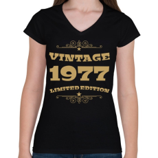 PRINTFASHION 1977 - Női V-nyakú póló - Fekete