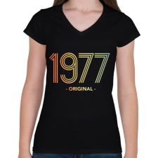 PRINTFASHION 1977 - Női V-nyakú póló - Fekete női póló