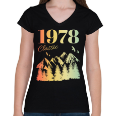 PRINTFASHION 1978 - Női V-nyakú póló - Fekete