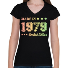 PRINTFASHION 1979 - Női V-nyakú póló - Fekete