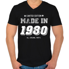 PRINTFASHION 1980 - Férfi V-nyakú póló - Fekete