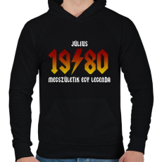 PRINTFASHION 1980 JÚLIUS - LEGENDA SZÜLETIK (ACDC STÍLUS) - Férfi kapucnis pulóver - Fekete