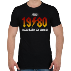 PRINTFASHION 1980 JÚLIUS - LEGENDA SZÜLETIK (ACDC STÍLUS) - Férfi póló - Fekete