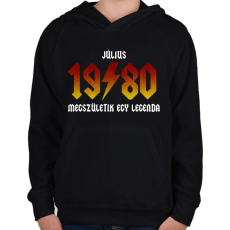 PRINTFASHION 1980 JÚLIUS - LEGENDA SZÜLETIK (ACDC STÍLUS) - Gyerek kapucnis pulóver - Fekete