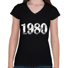 PRINTFASHION 1980 - Női V-nyakú póló - Fekete