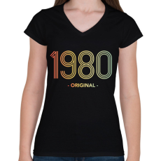 PRINTFASHION 1980 - Női V-nyakú póló - Fekete