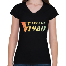 PRINTFASHION 1980 - Női V-nyakú póló - Fekete