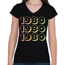 PRINTFASHION 1980 - Női V-nyakú póló - Fekete női póló