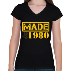 PRINTFASHION 1980 - Női V-nyakú póló - Fekete