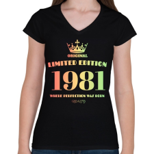 PRINTFASHION 1981 - Női V-nyakú póló - Fekete női póló