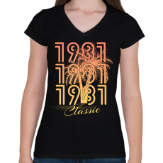 PRINTFASHION 1981 - Női V-nyakú póló - Fekete