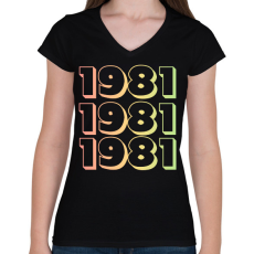 PRINTFASHION 1981 - Női V-nyakú póló - Fekete