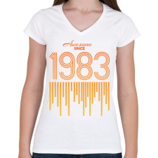 PRINTFASHION 1983 - Női V-nyakú póló - Fehér női póló
