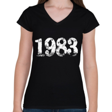 PRINTFASHION 1983 - Női V-nyakú póló - Fekete