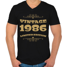 PRINTFASHION 1986 - Férfi V-nyakú póló - Fekete férfi póló