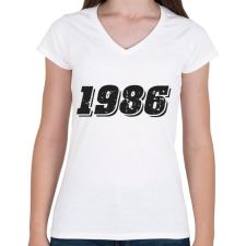 PRINTFASHION 1986 - Női V-nyakú póló - Fehér női póló