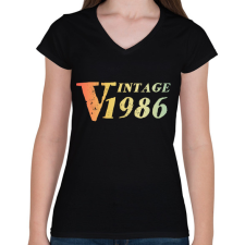 PRINTFASHION 1986 - Női V-nyakú póló - Fekete női póló