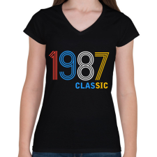 PRINTFASHION 1987 - Női V-nyakú póló - Fekete női póló