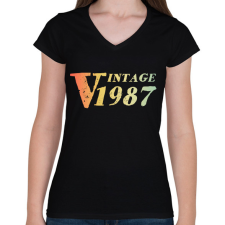 PRINTFASHION 1987 - Női V-nyakú póló - Fekete női póló