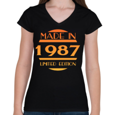 PRINTFASHION 1987 - Női V-nyakú póló - Fekete