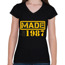 PRINTFASHION 1987 - Női V-nyakú póló - Fekete női póló