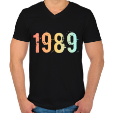 PRINTFASHION 1989 - Férfi V-nyakú póló - Fekete