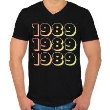PRINTFASHION 1989 - Férfi V-nyakú póló - Fekete férfi póló