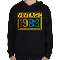 PRINTFASHION 1989 - Gyerek kapucnis pulóver - Fekete
