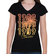 PRINTFASHION 1989 - Női V-nyakú póló - Fekete