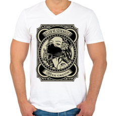 PRINTFASHION 1989 Velem ne szórakozz - Férfi V-nyakú póló - Fehér