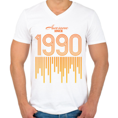 PRINTFASHION 1990 - Férfi V-nyakú póló - Fehér