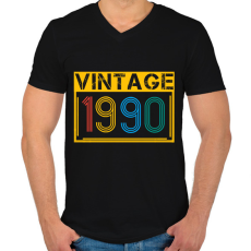 PRINTFASHION 1990 - Férfi V-nyakú póló - Fekete