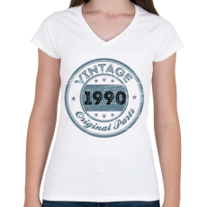 PRINTFASHION 1990 - Női V-nyakú póló - Fehér