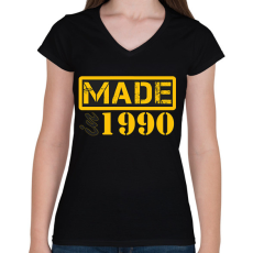 PRINTFASHION 1990 - Női V-nyakú póló - Fekete