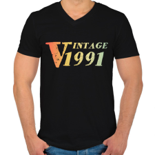 PRINTFASHION 1991 - Férfi V-nyakú póló - Fekete férfi póló