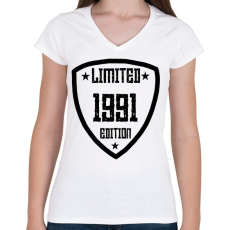 PRINTFASHION 1991 - Női V-nyakú póló - Fehér