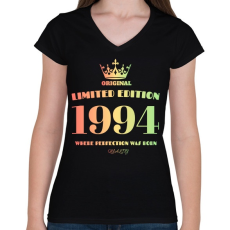 PRINTFASHION 1994 - Női V-nyakú póló - Fekete