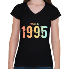 PRINTFASHION 1995 - Női V-nyakú póló - Fekete