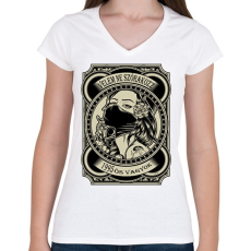 PRINTFASHION 1995 Velem ne szórakozz - Női V-nyakú póló - Fehér