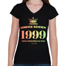 PRINTFASHION 1999 - Női V-nyakú póló - Fekete
