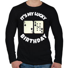 PRINTFASHION 19 POKER SZÜLINAP - Férfi hosszú ujjú póló - Fekete