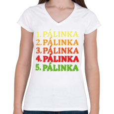 PRINTFASHION 1-5 Pálinka - Női V-nyakú póló - Fehér