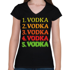 PRINTFASHION 1-5 Vodka - Női V-nyakú póló - Fekete női póló