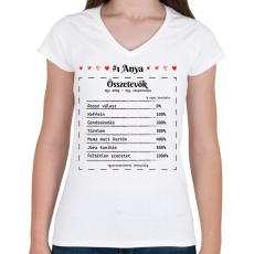 PRINTFASHION #1 Anya összetevők - Női V-nyakú póló - Fehér