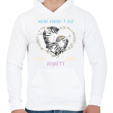 PRINTFASHION 1 éve együtt - Névvel, számmal - Férfi kapucnis pulóver - Fehér férfi pulóver, kardigán
