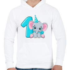 PRINTFASHION 1 éves elefántos - Férfi kapucnis pulóver - Fehér férfi pulóver, kardigán