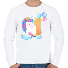 PRINTFASHION 1 éves unikornis - Férfi pulóver - Fehér